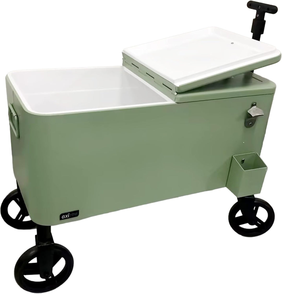 AXI Retro Getränkekühler | Bollerwagen/Kühlwagen/Kühler mit Rollen - 76 Liter | Fahrbare Kühlbox für