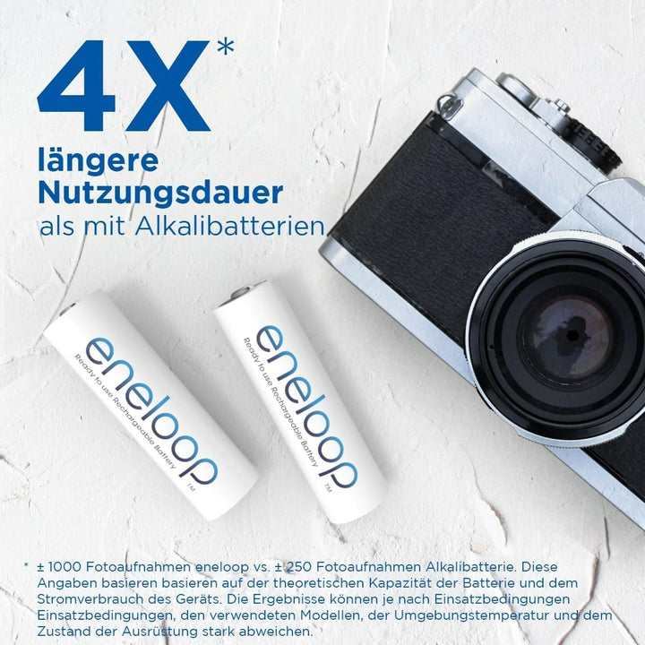 Panasonic eneloop, Ready-to-Use Ni-MH Akku, AA/Mignon, 8er-Pack, verbesserte Kapazität: min 2000 mAh
