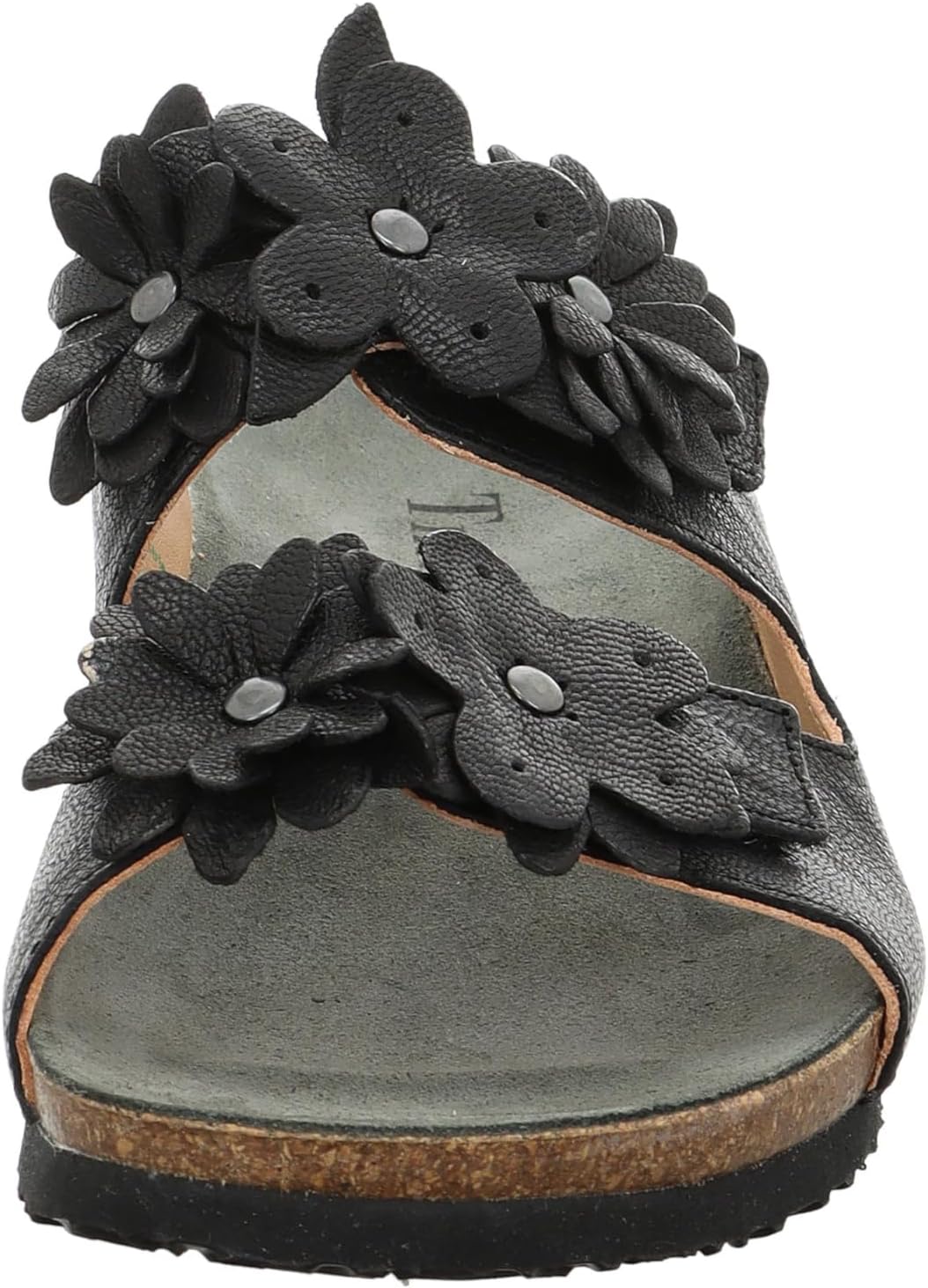 Think! Damen Julia Chromfrei Gegerbte Nachhaltige Zehentrenner 39 EU 0000 Schwarz, 39 EU 0000 Schwar