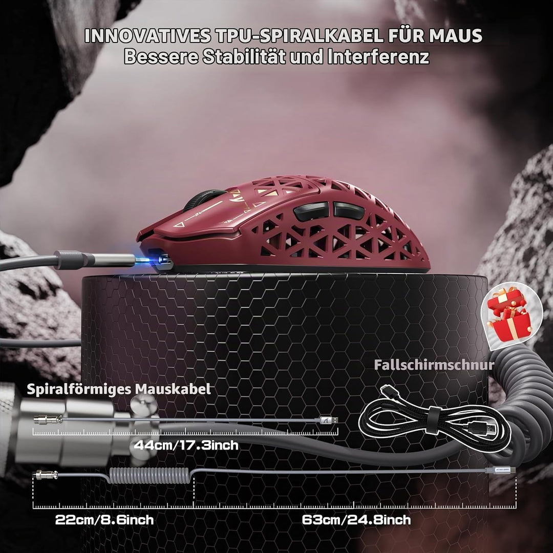 ATTACK SHARK R5 Ultra Carbonfaser Gaming-Maus, 39g Superlight, 8000Hz Kabellose Mouse, 42000 DPI, PA