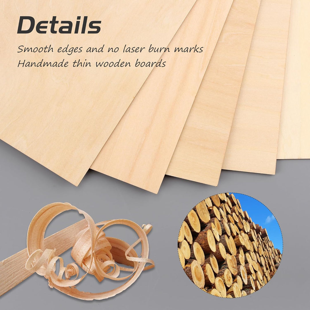 10 Stück Lindenholz, Bastel Holzplatte, Holzplatten Hobby Holz Sperrholz Platte für Laserprojekte, D