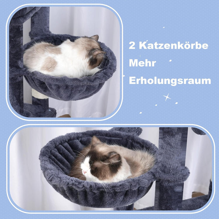 Hey-brother Kratzbaum, Katzenbaum für Grosskatze und Maine-Coon-Katzen, mehrstöckiger Stabil Katzenk