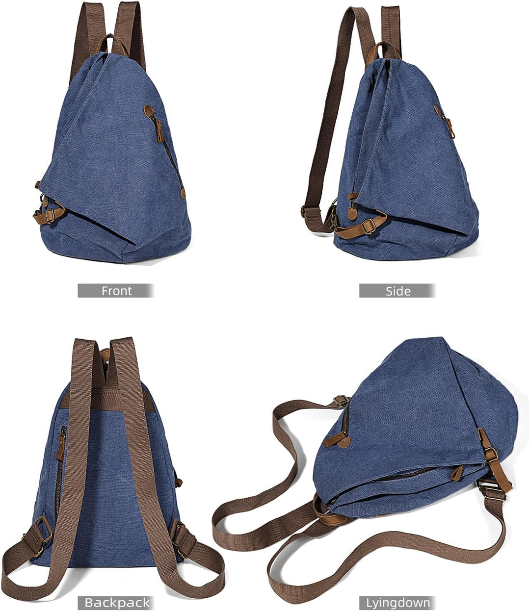 Retro Segeltuch Rucksack Canvas Vintage Rucksäcke Echtleder Daypack Reisetasche Schulterrucksack für