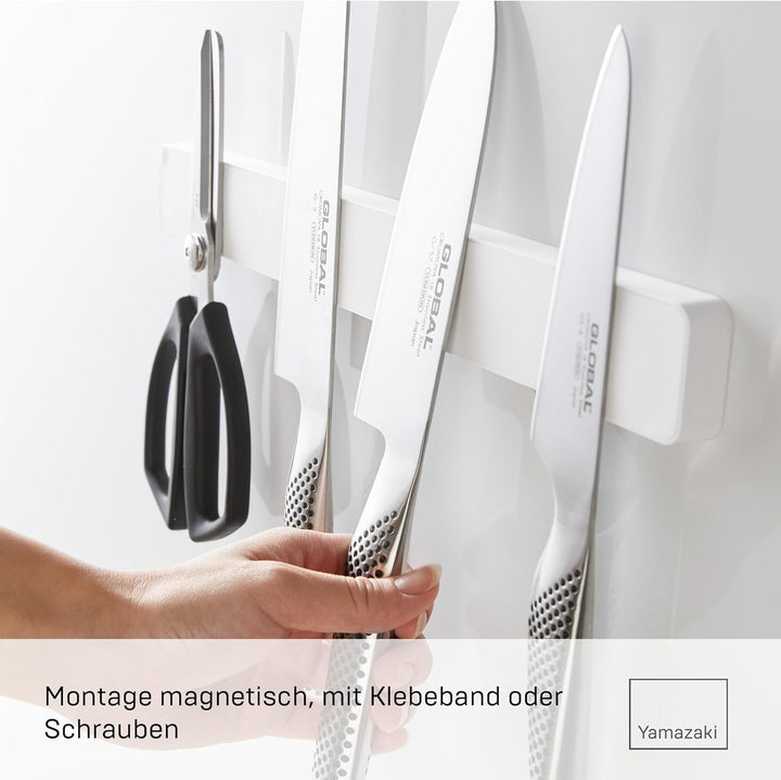 Yamazaki 5201 TOWER Magnetischer Messerhalter, weiss, ABS-Harz/Magnet/Silikone, minimalistisch, 1,7