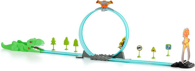 Beast Wheels Schiebe. Autorennbahn mit 360º Looping für Kinder. Modell Dinosaurier Rex und Shark Tra