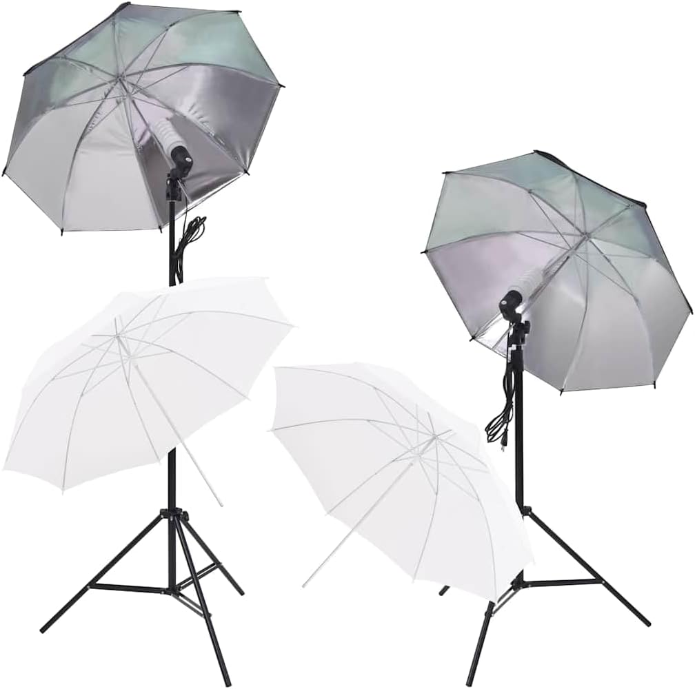 vidaXL Fotostudio Set Hintergrundsystem Softbox Studioleuchte Schirm Stativ