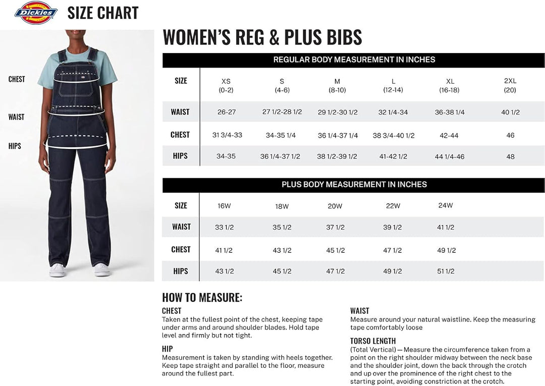 Dickies Damen Duck Double Front Bib Overalls XS Schwarz Abgespült, XS Schwarz Abgespült
