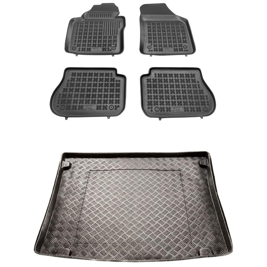 M MOTOS Satz Gummifussmatten und PE Kofferraumwanne für Volkswagen Caddy IV 2015-2021 - Verbessern S