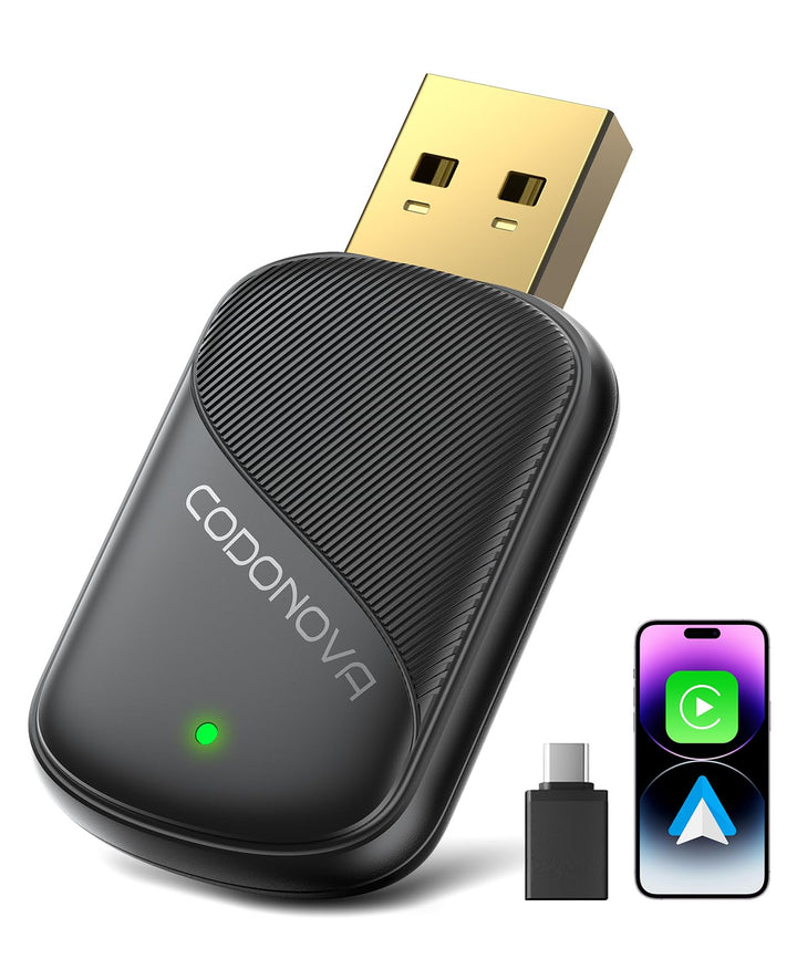 Mini Wireless CarPlay Adapter & Android Auto Adapter, USB-A/C Metall | Für Apple iPhone iOS 10+ & An