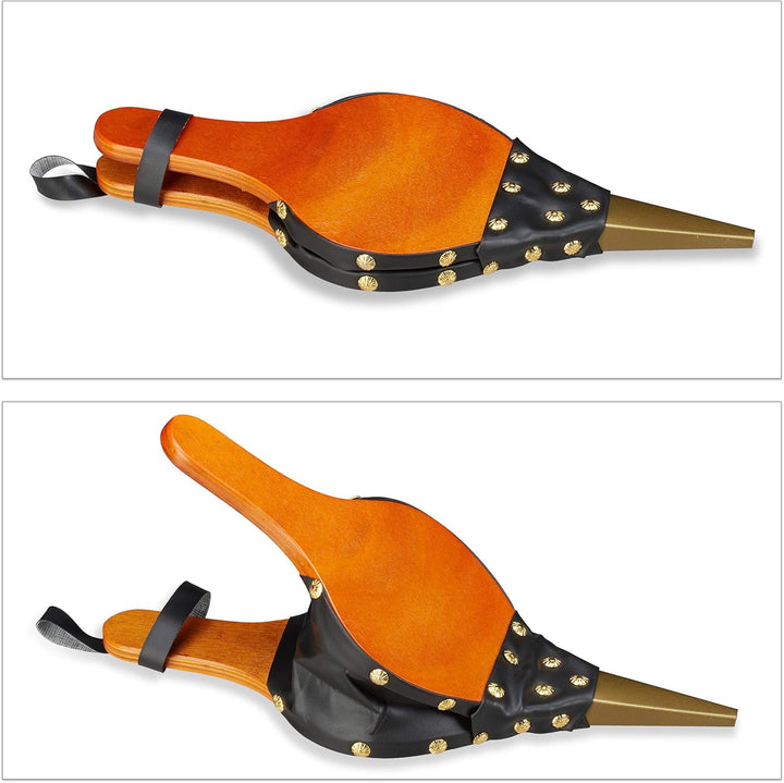 Relaxdays Blasebalg Grill & Kamin, rustikaler Handblasebalg, goldene Ziernägel, Luftbläser, 39 cm la