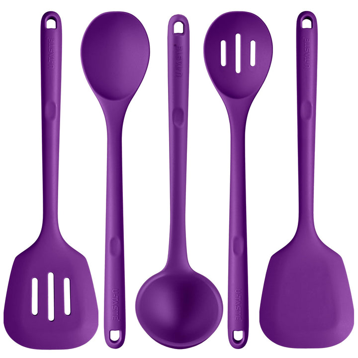 U-Taste 5 Stück Silikon Küchenhelfer, 315℃ hitzebeständiger, Lila | Kochutensilien, antihaftbeschich