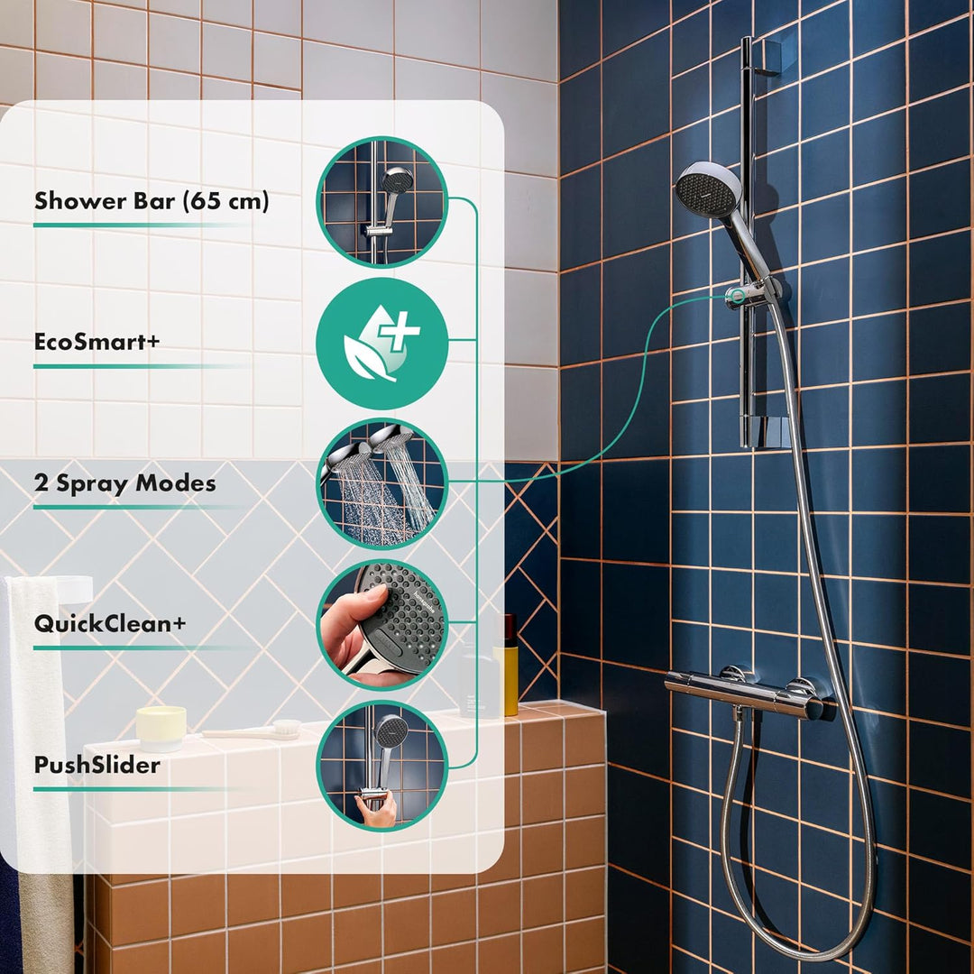 hansgrohe Activera Select S - Duschset mit Duschkopf wassersparend (EcoSmart+, 2 Strahlarten), Dusch