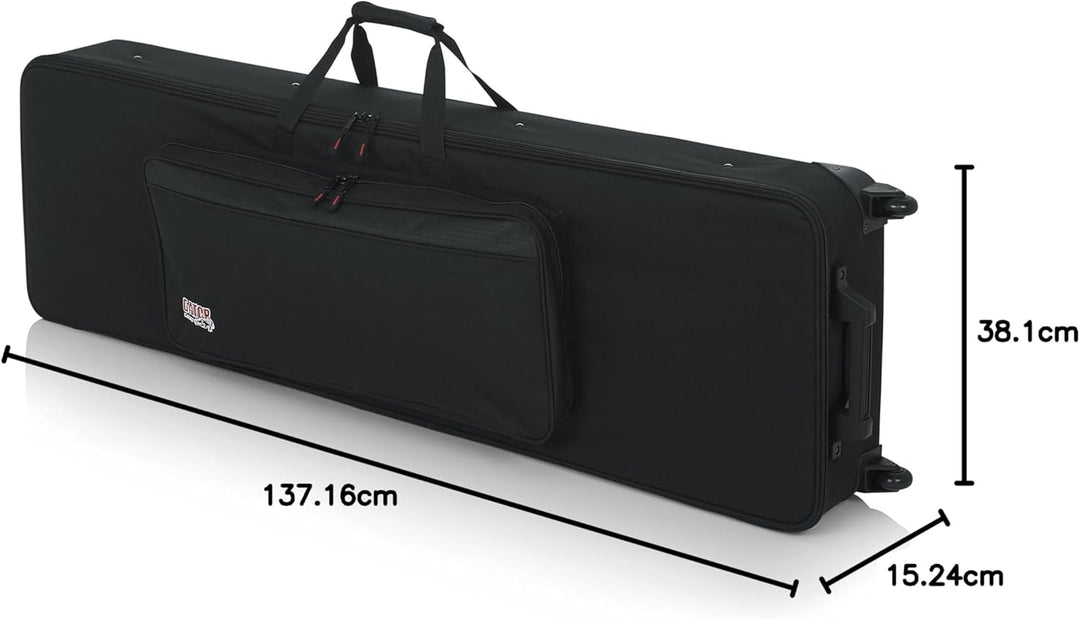 Gator Cases Leichte Keyboardtasche mit Ziehgriff und Rollen; passend für schmale 88-Tasten Keyboards