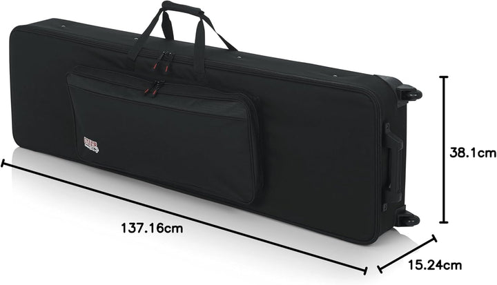Gator Cases Leichte Keyboardtasche mit Ziehgriff und Rollen; passend für schmale 88-Tasten Keyboards