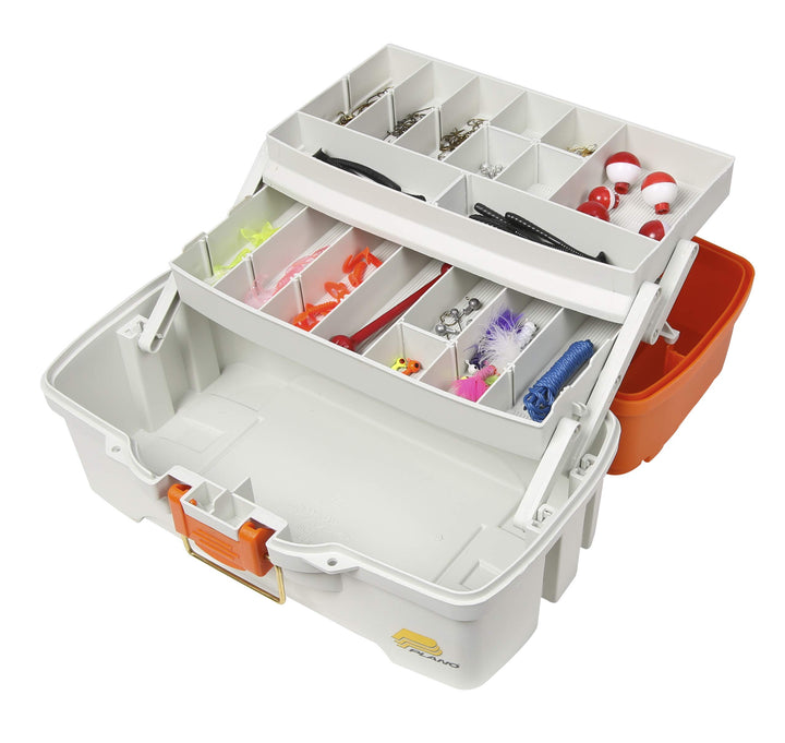 Plano Let's Fish Tackle Box für Angelzubehör Drei - Tablett Orange/Braun, Drei - Tablett Orange/Brau