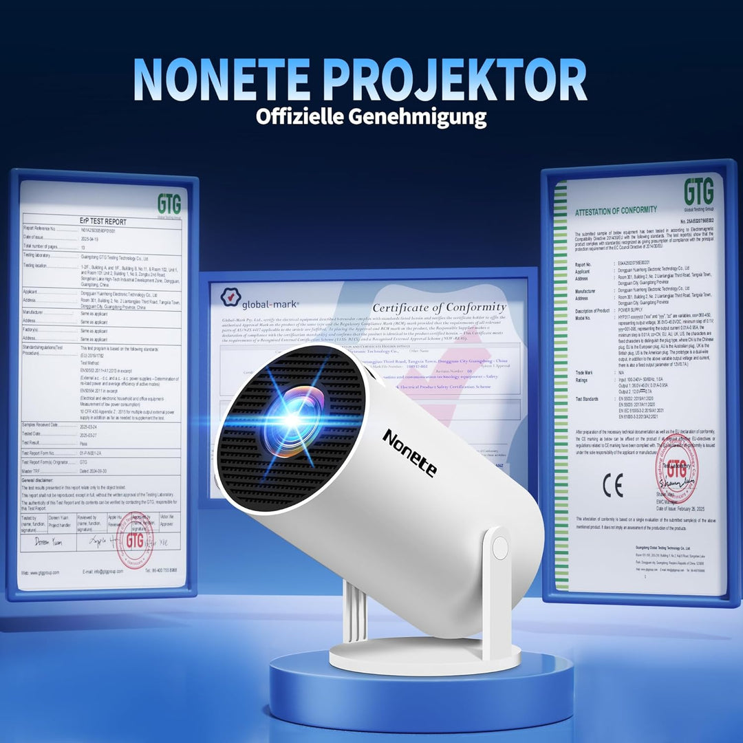 Beamer 4K Projektor Full HD 1080P【2026 Modell】 Mini Beamer mit WiFi 6 und Bluetooth 5.2, Android Tra