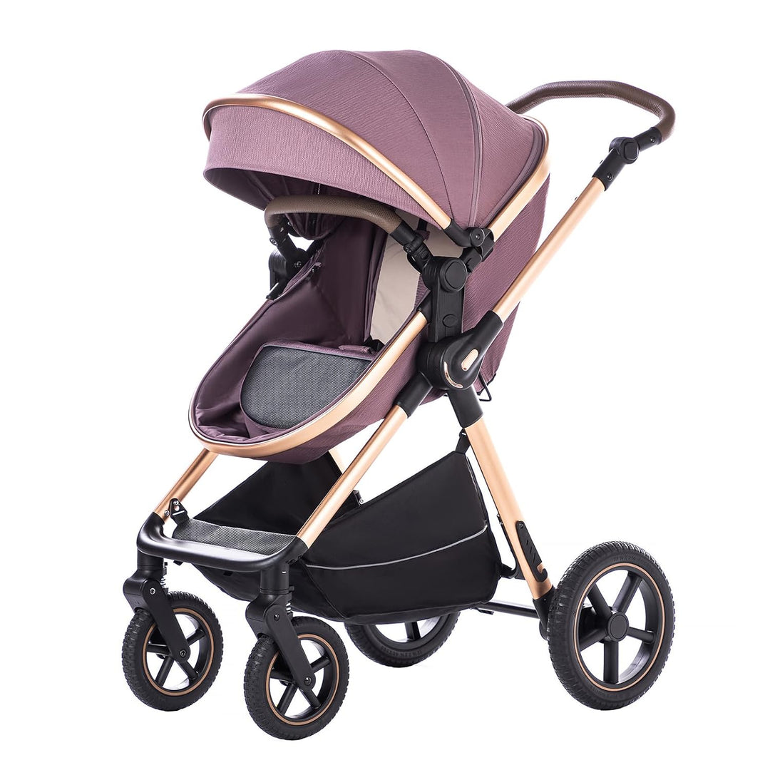BEBBY Kinderwagen 3 in 1,Kinderwagen Buggy Mit Babyschale,Mit Höhenverstellbarer buggy Komplettset F