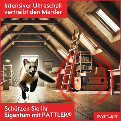 PATTLER® Marderschreck mit Stecker für 60m² - perfekt für Dachboden, Haus, Garten, Garage - Anschlus