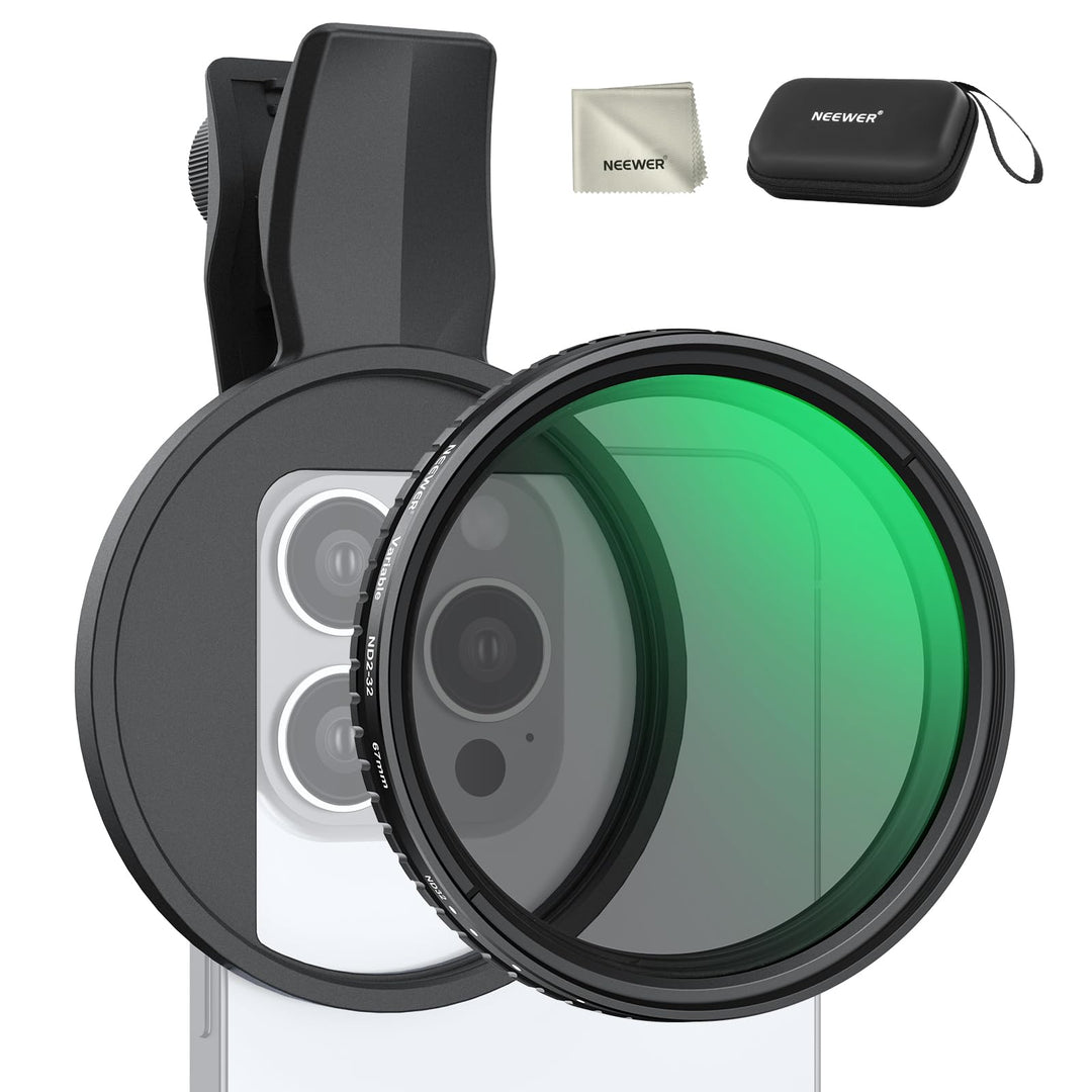 NEEWER 67mm Variabler ND Filter, Clip On Handy Filter, ND2-32 (1-5 Stop), Graufilter, Fotografie Zub