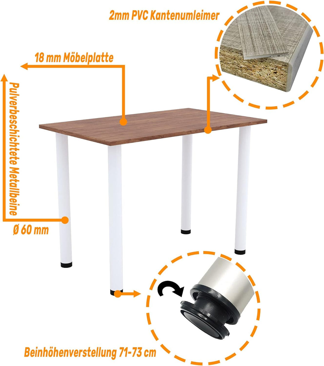 AKKE 60x40 | Esszimmertisch - Esstisch - Tisch mit weissen Beinen - Küchentisch - Bürotisch | Burgun