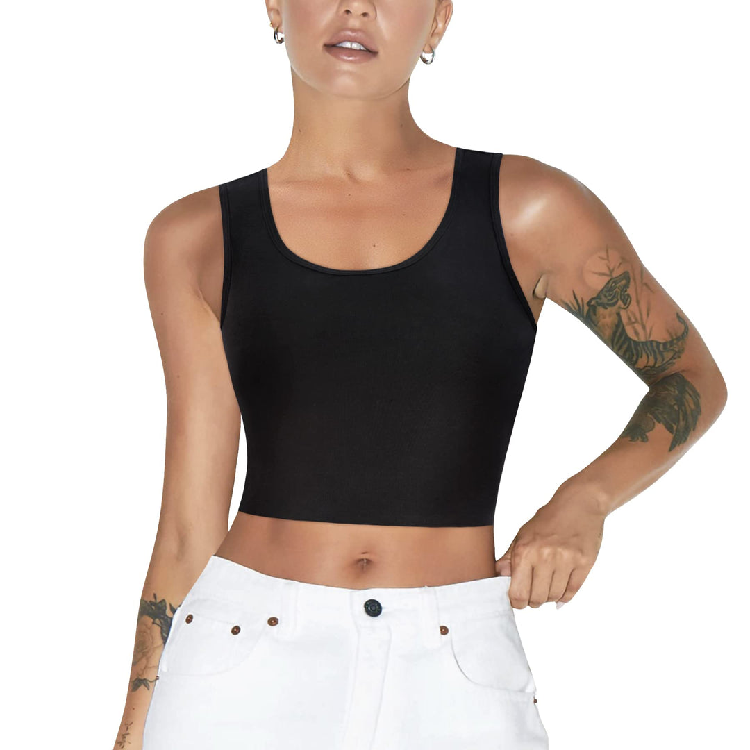 LODAY Damen Transgender Tomboy FTM Elastische Brust Binder BH Pullover Tank Top S Schwarz, S Schwarz