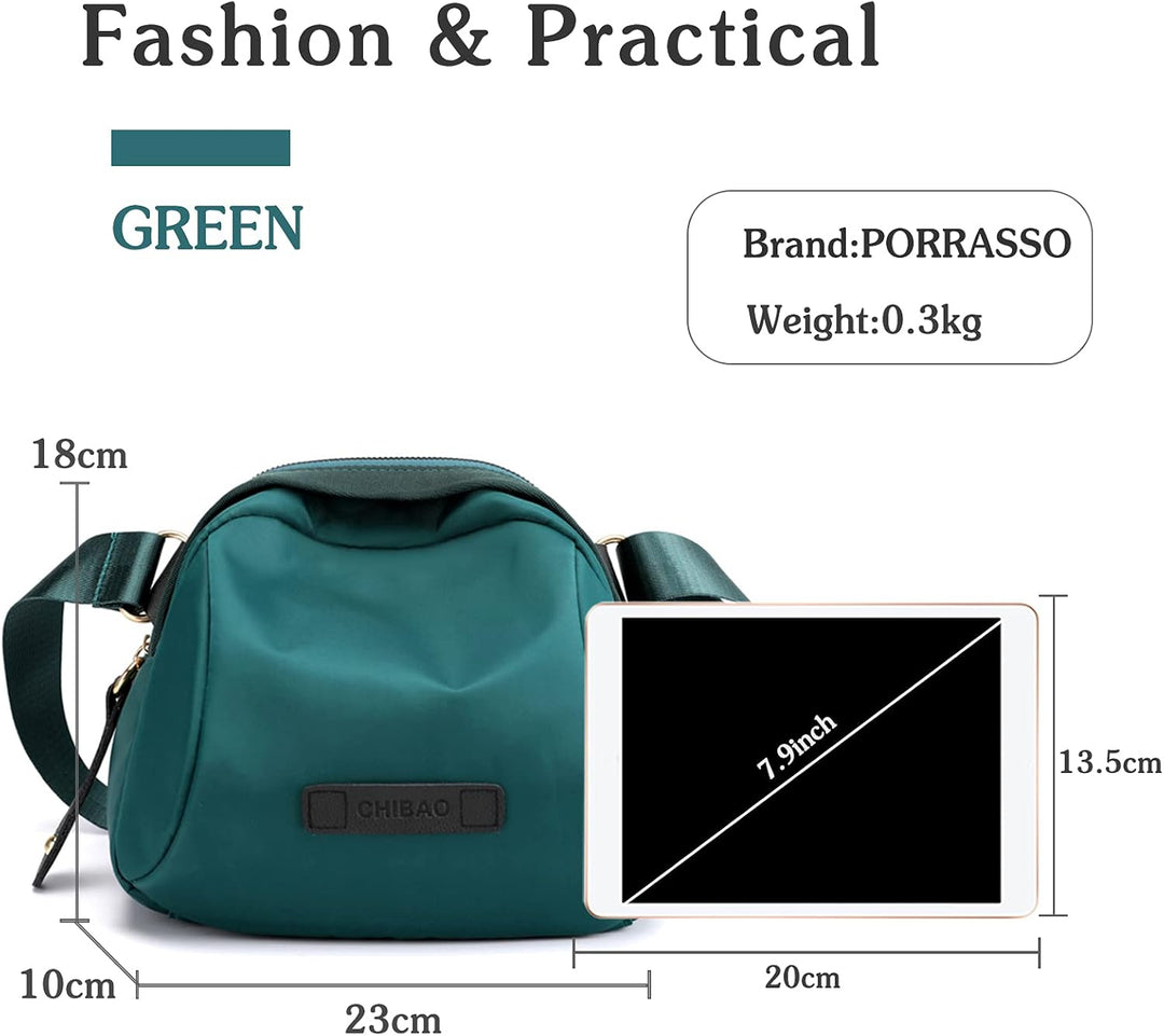 PORRASSO Damen Umhängetasche Casual Schultertasche Mädchen Gürteltasche Leicht Bauchtasche für Arbei