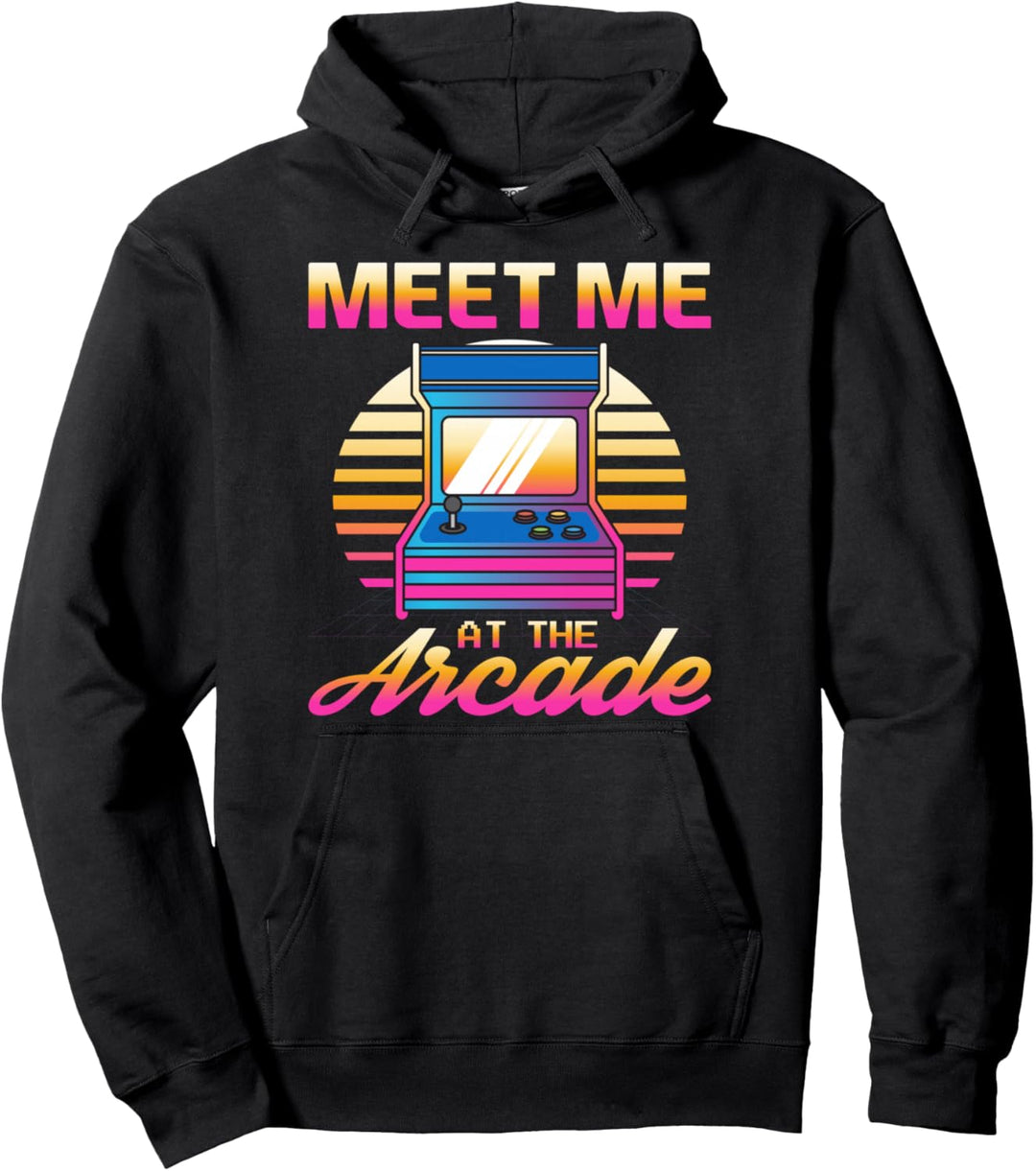 Meet Me At The Arcade Gamer Vaporwave Retro Zocker Spieler Pullover Hoodie