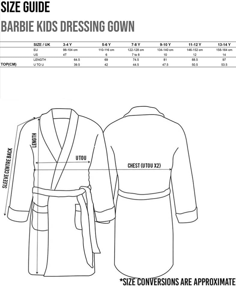 Barbie Dressing Gown Bademantel Mädchen Kinder PJS Robe 3-4 Jahre Beige, 3-4 Jahre Beige
