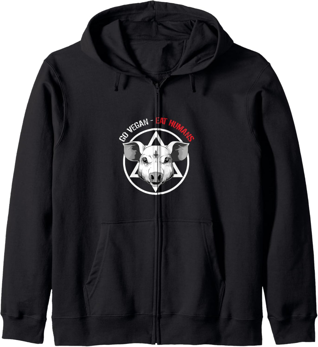Lustige Veganer Satan Schwein Goth Kapuzenjacke