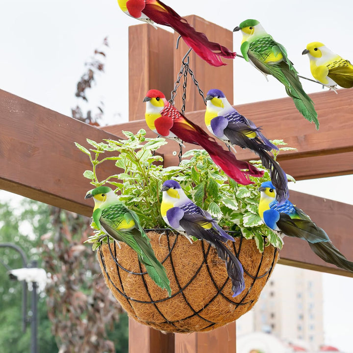 Yunyige Deko Vögel,Deko Vögel mit Clip,Dekos Vögels mit Federn,10 Stück Dekovögel zum Aufhängen,Mini
