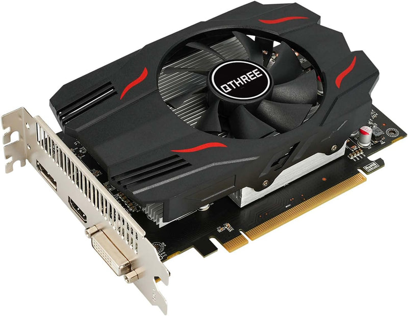 QTHREE Radeon RX 550 Grafikkarte, 4G D5 128-bit, DisplayPort HDMI DVI-D, PCI Express x8, Desktop Gam