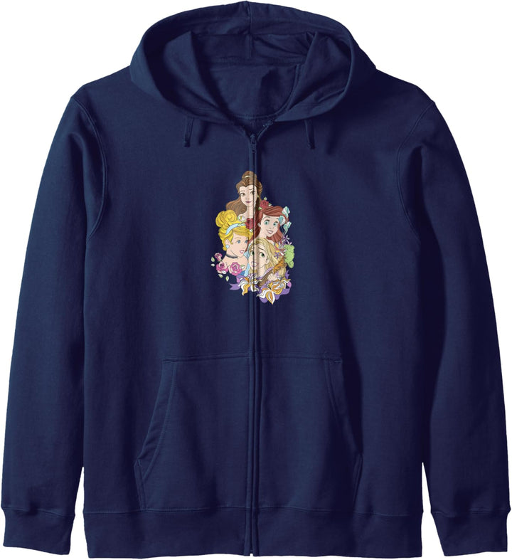 Disney Princess Floral Belle Cinderella Ariel Rapunzel C1 Kapuzenjacke
