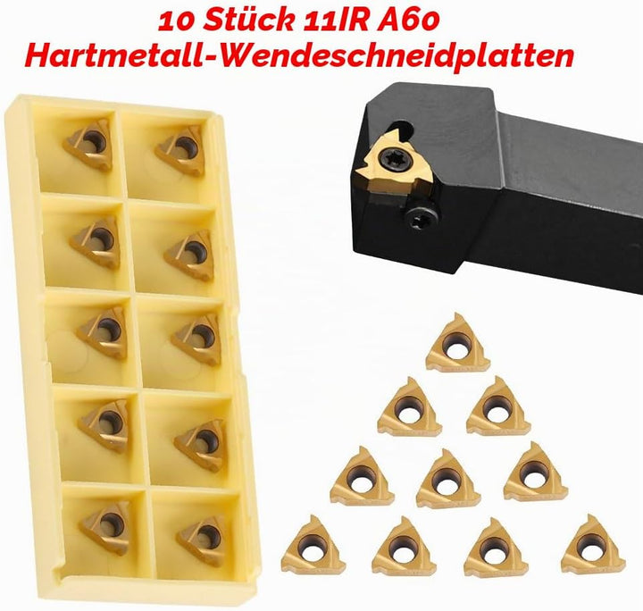 10pcs CNC Hartmetall Einsatzschneider 11IR A60 Wendeplatten für Drehmeissel mit Box