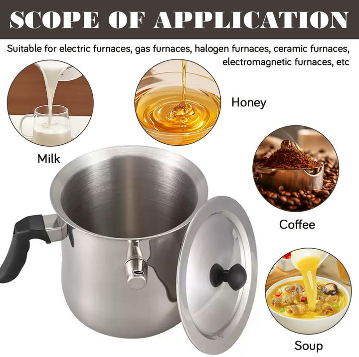 Milchtopf mit Deckel, 1.5L Milchtopf Induktion, Simmertopf Induktion, Doppelwandiger Simmertopf für