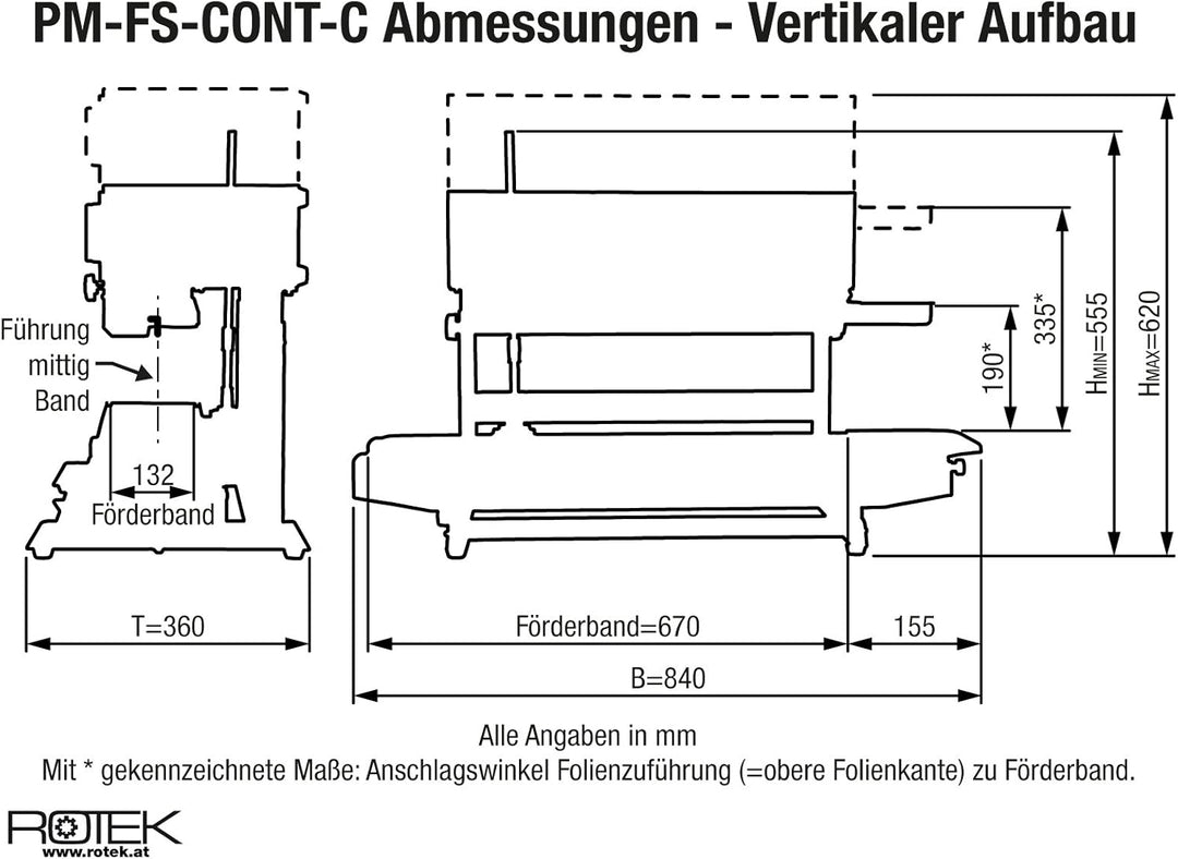 Rotek Endlos-Folienschweissgerät für vertikale oder horizontale Nutzung mit Codiereinheit, PM-FS-CON