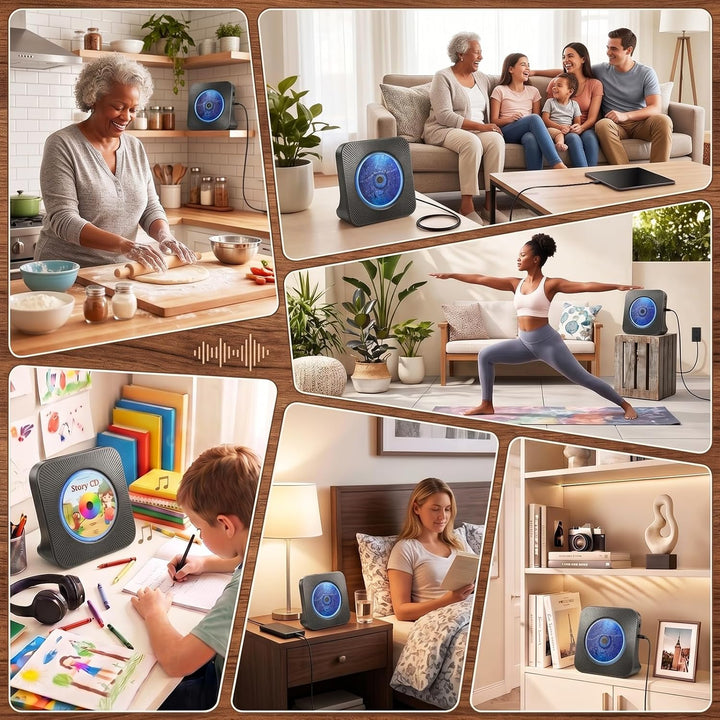 Gueray CD Players Bluetooth CD-Player mit Lautsprecher Unterstützt Fernbedienung Anzeige FM Radio mi