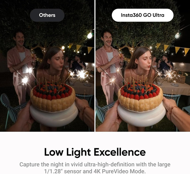 Insta360 GO Ultra Nachtschwarz - freihändige 4K Mini-Cam, leicht & mobil, top bei wenig Licht, übera