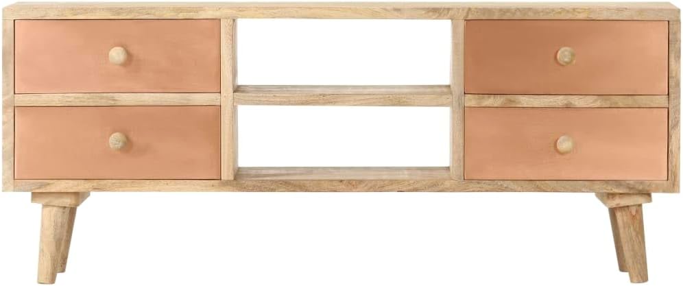 vidaXL Mangoholz Massiv TV Schrank mit 4 Schubladen Lowboard TV Möbel Tisch Sideboard Fernsehtisch F