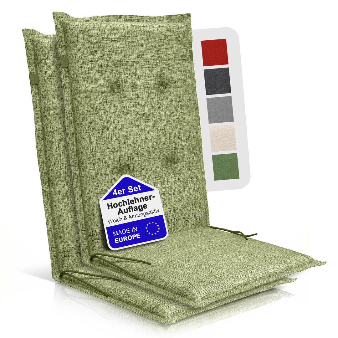 Relexo Premium - Hochlehner Auflage Gartenstuhl Stuhlauflage mit Polster, Outdoor Sitzkissen & Stuhl
