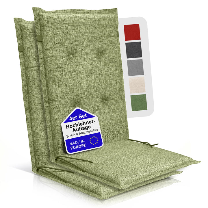 Relexo Premium - Hochlehner Auflage Gartenstuhl Stuhlauflage mit Polster, Outdoor Sitzkissen & Stuhl