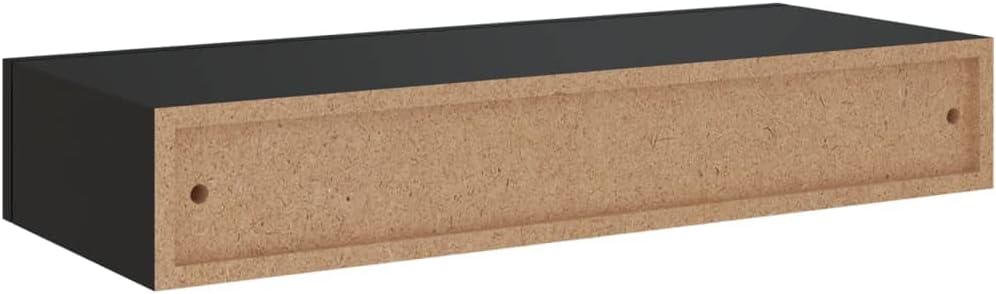 Schubladenregal 60x23,5x10 cm 2 Pcs MDF, Metall Schwarz Wandschrank Mit Schublade Mit Schublade Wand