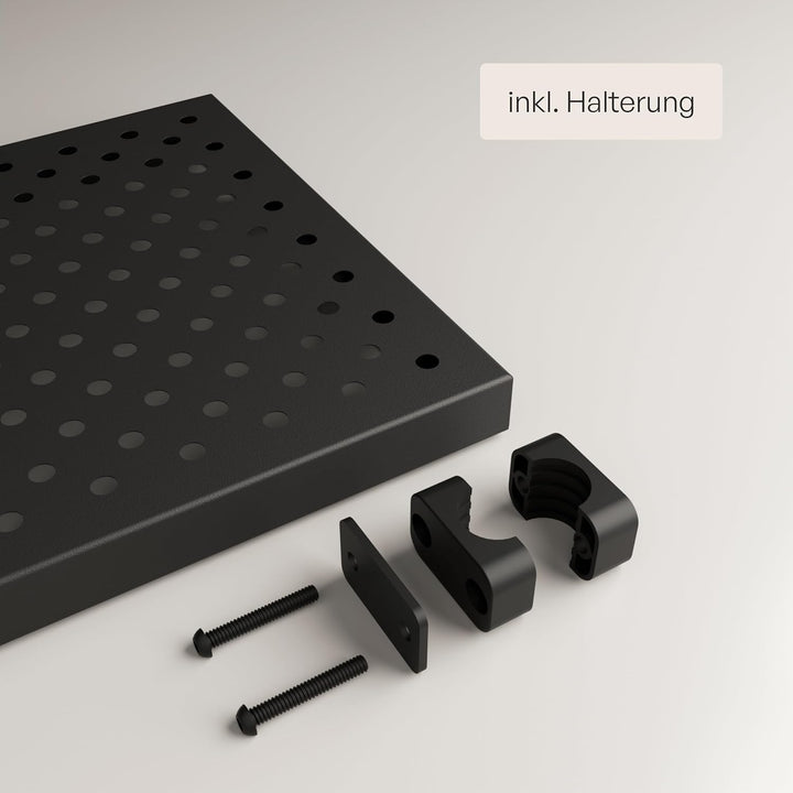 pamo Regalboden Metall schwarz inkl. Montagezubehör 92,5 x 30,5 cm I 5er Set I höhenverstellbar stos