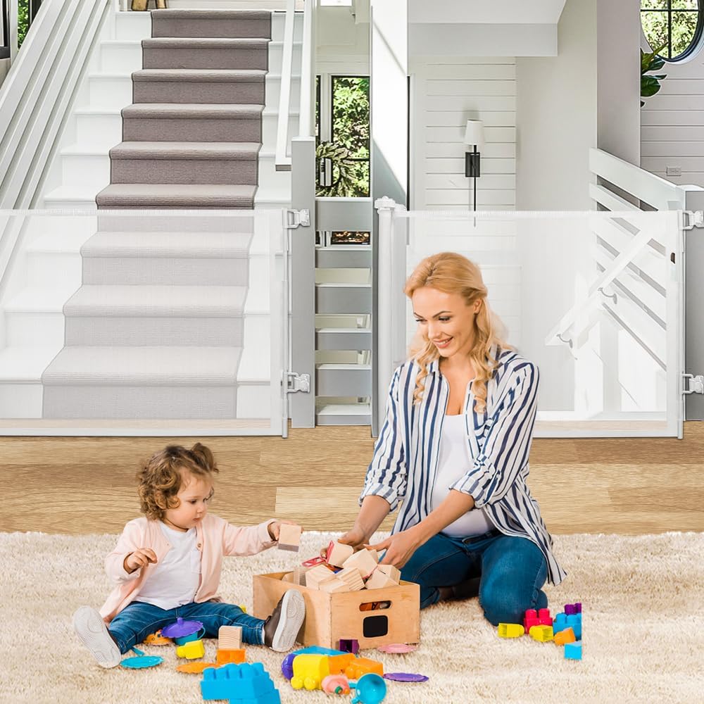 0-180cm Baby Absperrgitter, Treppenschutzgitter Ausziehbare mit Katzenklappe, Türschutzgitter, Einzi