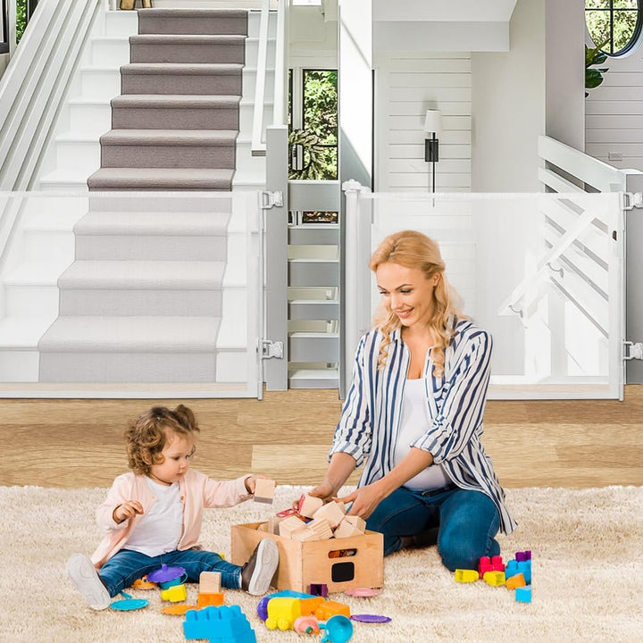 0-180cm Baby Absperrgitter, Treppenschutzgitter Ausziehbare mit Katzenklappe, Türschutzgitter, Einzi