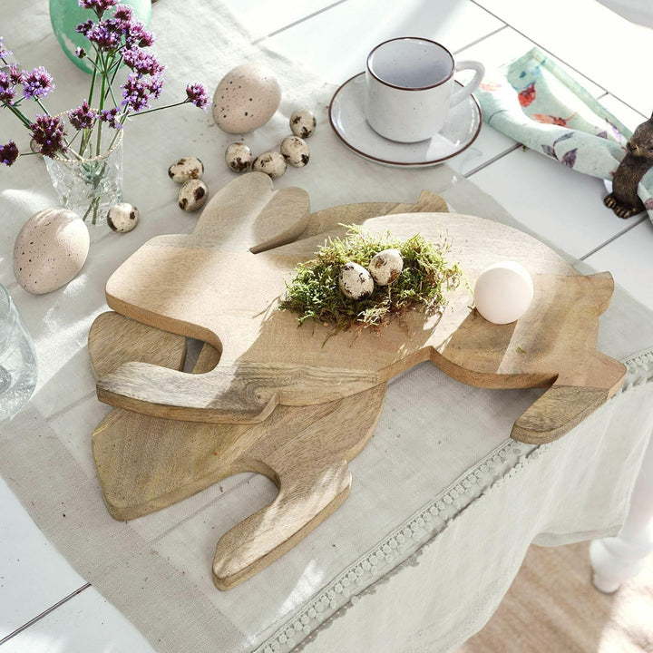 LOBERON Frühstücksbrett 2er Set Doraline, Niedliche Hasenform, Integrierte Eimulde, Tischaccessoires