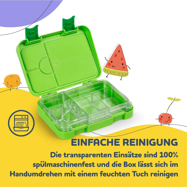 schmatzfatz Lunchbox für Kinder, Lunchbox, Bento-Box, bunt, Brotdose für Kinder, BPA-frei, wasserdic