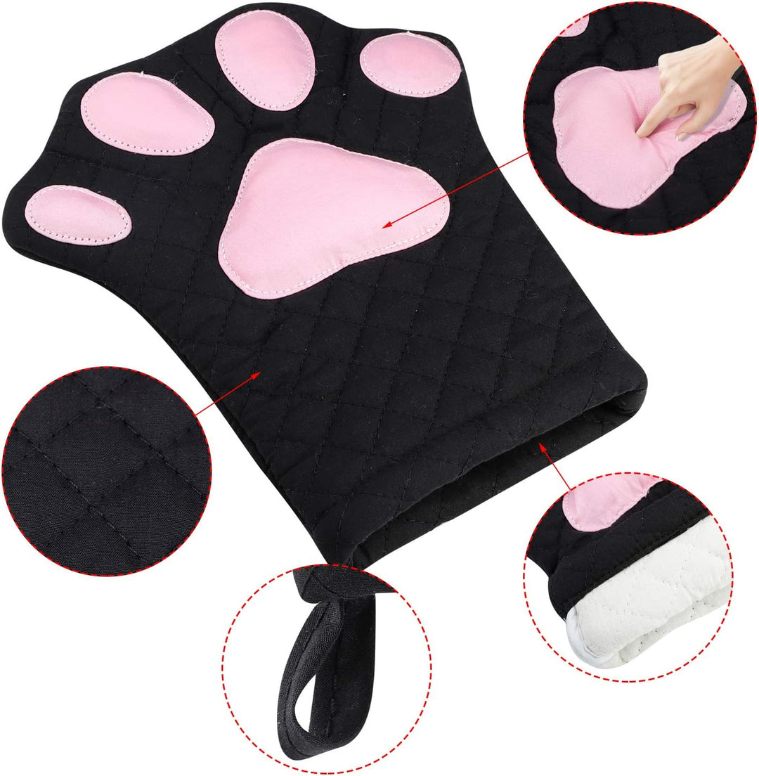 Ofenhandschuhe, süsses, lustiges, Katzenpfoten-Design, hitzebeständig, gestepptes Baumwollfutter, To
