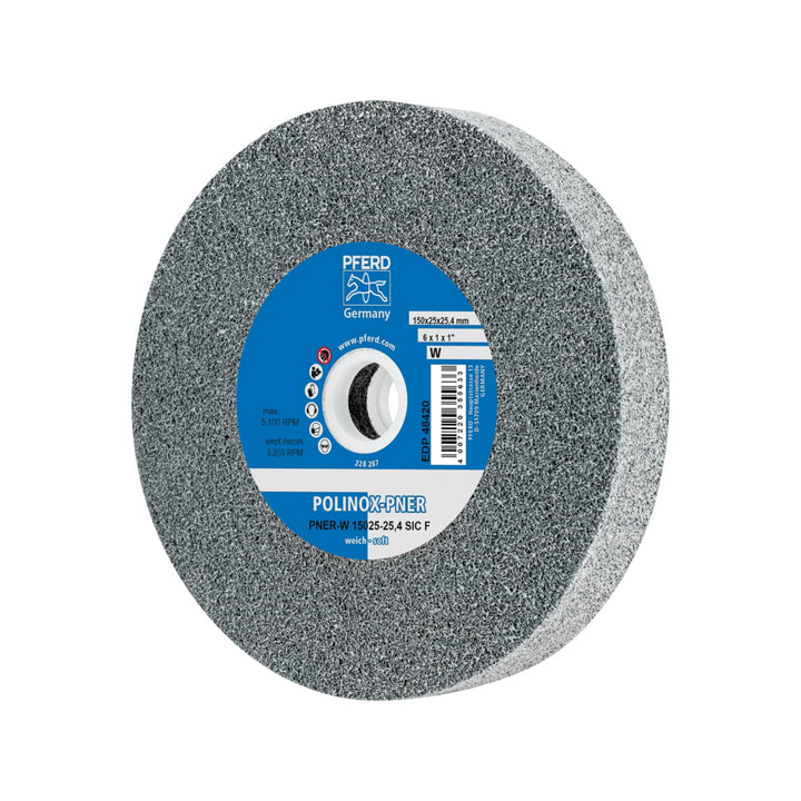 PFERD POLINOX-Kompaktschleifrad PNER | 150 x 25 mm, Bohrungs-ø 25,4 mm, Ausführung weich, SiC, fein