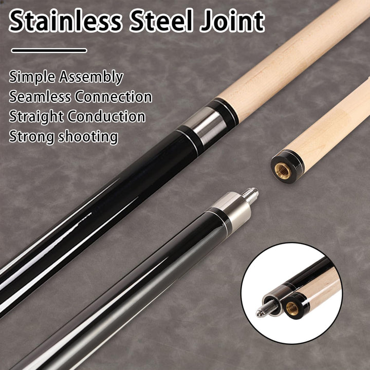 11/11.5/12/12.5/13MM Pool Cue Stick Set - 58 inch Maple Billiard Pool Stick Kit, 1/2 Cue Stick, Whit