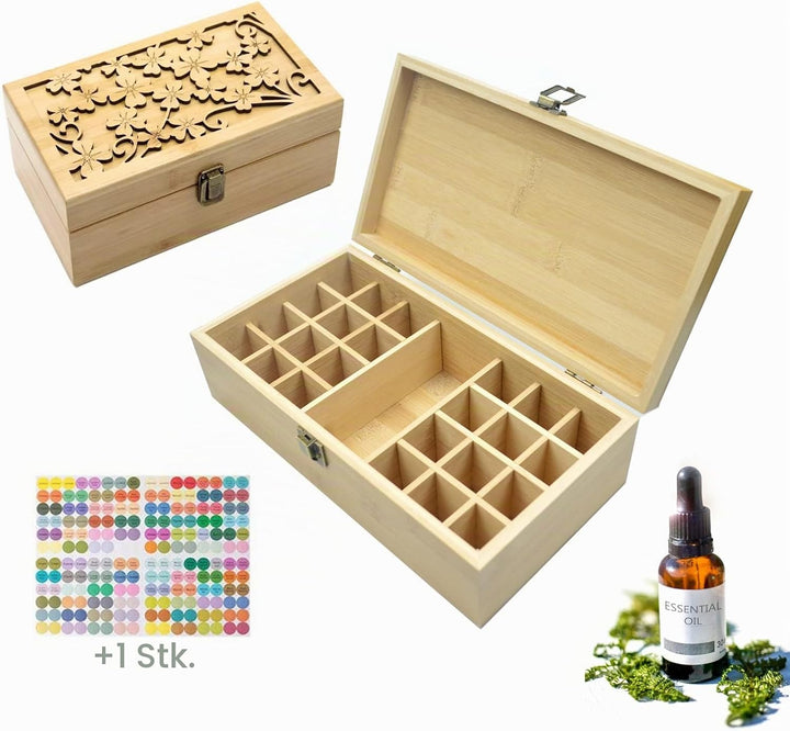RoseFlower Bambus Ätherisches Öl Organisator Behälter Duftöle Display Ständer, 24 Löcher Aufbewahrun